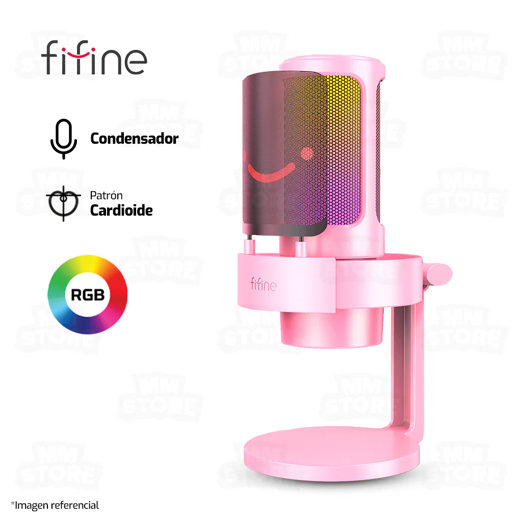 MICROFONO FIFINE A8 | CONDENSADOR | RGB | ROSADO - Imagen 2
