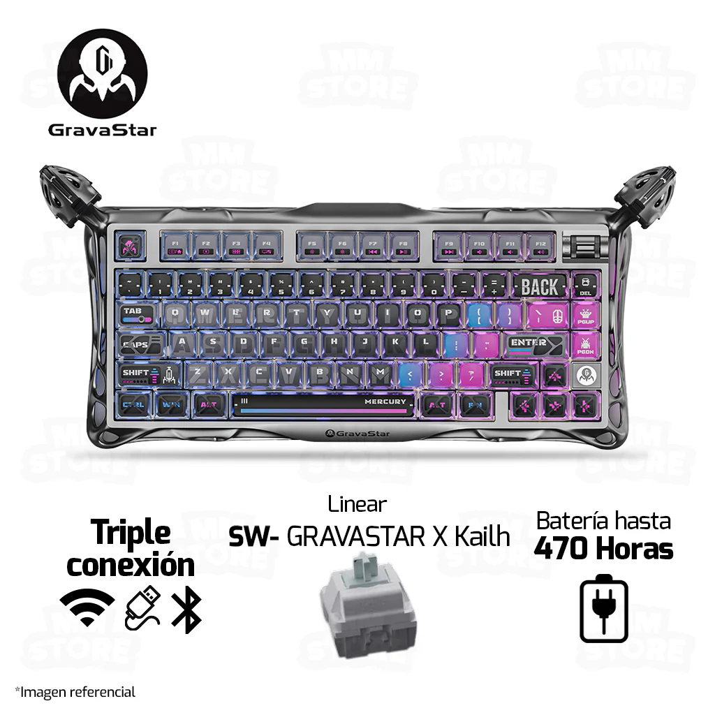TECLADO GRAVASTAR MERCURY K1 PRO | RGB | INALAMBRICO | SW GRAVASTAR X KAILH | CYBERPUNK