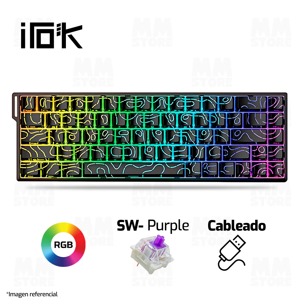 TECLADO MAGNÉTICO 8K IROK MER68 MAX | INGLES | SW-PURPLE | RGB | CABLEADO | NEGRO